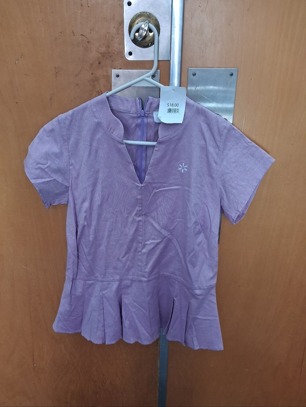 Silken Strands Lilac Short Sleeve Peplum Top - Women Size Small
